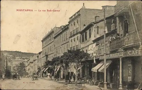 Ak Mustapha Algier Alger Algerien, Vue sur la Rue Sadi Carnot