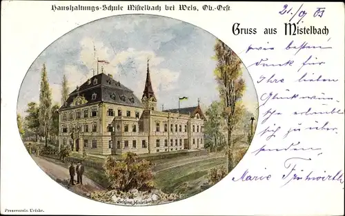 Ak Mistelbach in Oberösterreich, Schloss, Haushaltungsschule