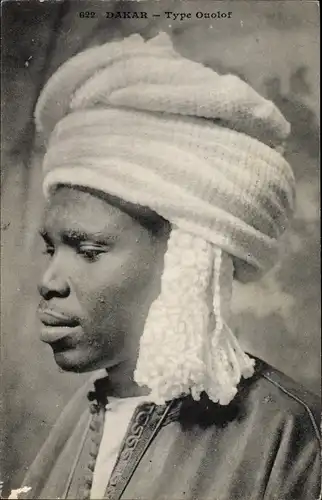 Ak Dakar Senegal, Type Ouolof, Afrikaner in traditioneller Kleidung, Portrait