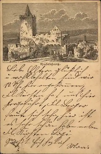 Vorläufer Ganzsachen Litho Bad Kösen Naumburg an der Saale, Rudelsburg, Ruine