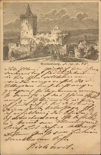 Vorläufer Ganzsachen Litho Bad Kösen Naumburg an der Saale, Rudelsburg, Ruine