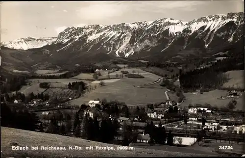 Ak Edlach in Niederösterreich, Ortschaft mit Landschaftsblick, Raxalpe 
