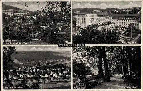 Ak Oberschlema Bad Schlema im Erzgebirge Sachsen, Schneeberg, Kurhaus, Hotel, Silberbachtal