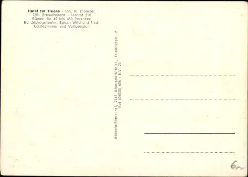 Ak Schwabstedt Schleswig Holstein, Hotel zur Treene, Inh. H. Thomsen