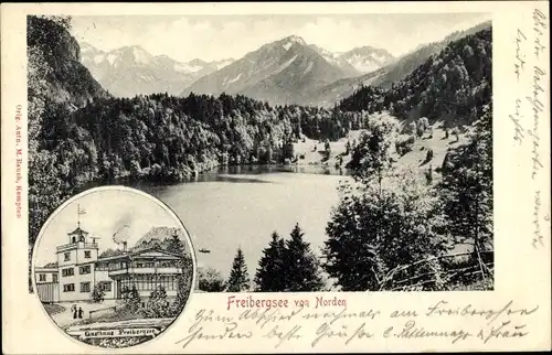 Ak Oberstdorf im Oberallgäu, Freibergsee von Norden, Gasthaus