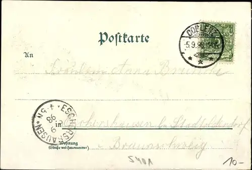 Litho Stolzenfels Koblenz in Rheinland Pfalz, Capellen, Hotel Lahneck, Schloss, Rheinpartie