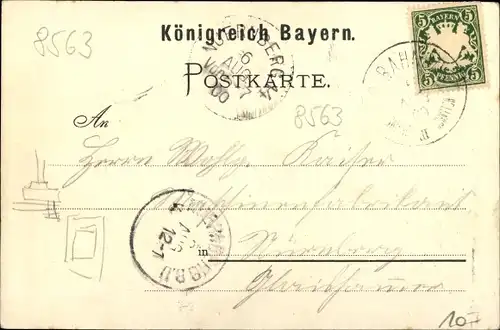 Litho Schnaittach im Nürnberger Land Bayern, Straßenpartie in der Stadt, Rothenberg