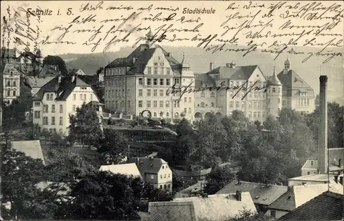 Ak Sebnitz in Sachsen, Blick auf die Stadtschule, Schornstein