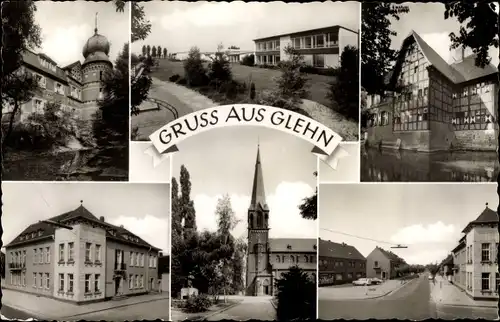 Ak Glehn Korschenbroich am Niederrhein, Stadtansichten, Kirche, Rathaus
