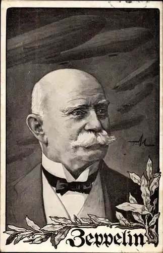 Künstler Ak Ferdinand Graf von Zeppelin, Portrait, Deutscher Luftflotten Verein