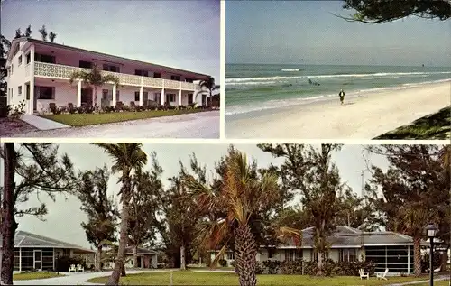 Ak Sarasota Florida USA, Sun 'n' Sea Cottages and Apartments, Strandpartie