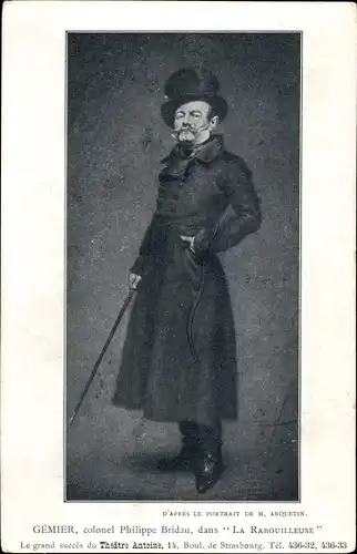 Ak Schauspieler Gémier, Colonel Philippe Bridau, La Rabouilleuse