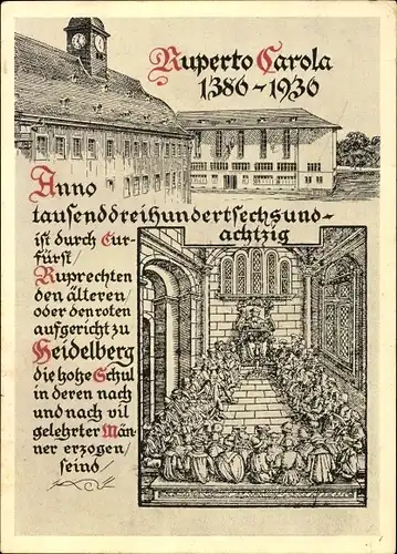 Künstler Ak Heidelberg am Neckar, 550 Jahre Universität 1936, Ruperto Carola