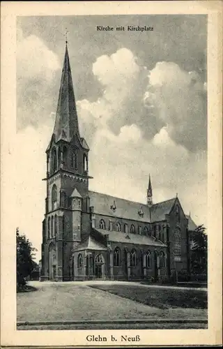 Ak Glehn Korschenbroich NRW, Kirche mit Kirchplatz