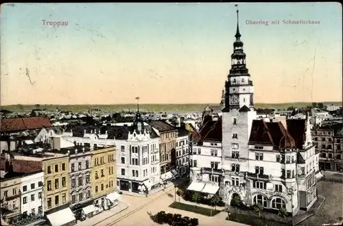 Ak Opava Troppau Reg. Mährisch Schlesien, Oberring mit Schmetterhaus, Städtisches Museum