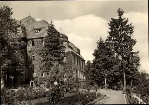 Ak Friedrichsbrunn Thale im Harz, Blick zum Sanatorium Ernst Thälmann, Parkpartie