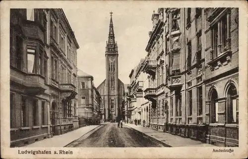 Ak Ludwigshafen am Rhein Rheinland Pfalz, Amtsstraße, Kirche