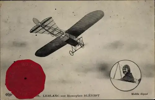 Ak Leblanc sur Monoplan Blériot, Pilot, Flugpionier