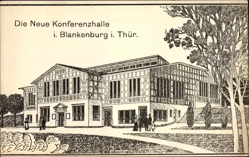 Künstler Ak Bad Blankenburg im Kreis Saalfeld Rudolstadt, Die neue Konferenzhalle