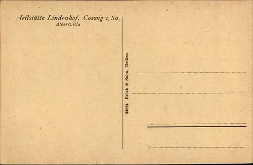 Ak Coswig in Sachsen, Heilstätte Lindenhof, Albertvilla