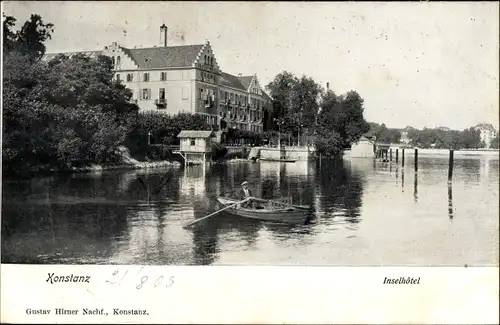 Ak Konstanz am Bodensee, Ruderpartie zum Inselhotel