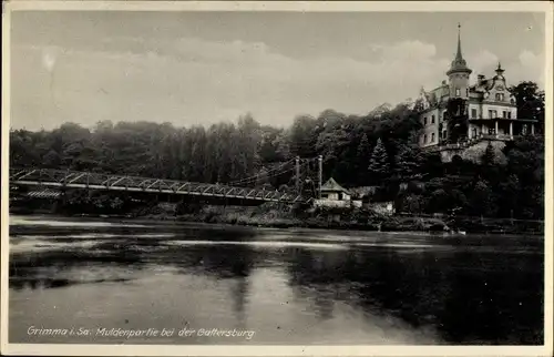 Ak Grimma in Sachsen, Muldenpartie bei der Gattersburg, Brücke