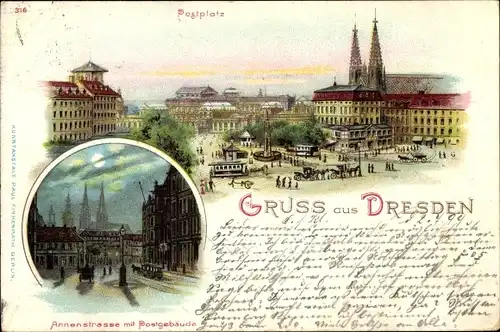 Litho Dresden Zentrum Altstadt, schöne Detailansicht