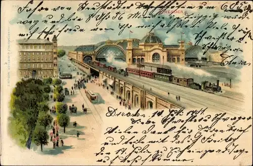 Litho Dresden Zentrum Altstadt, schöne Detailansicht