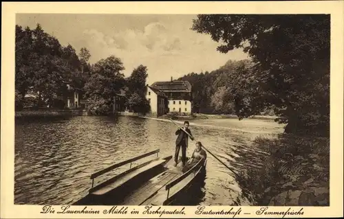 Ak Lauenhain Mittweida in Sachsen, Sommerfrische Lauenhainer Mühle, Ruderpartie