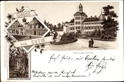 Vorläufer Litho Eutin in Ostholstein, Schloss Eutin, Denkmal v. Carl Maria v. Weber