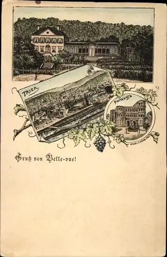 Vorläufer Litho Trier in Rheinland Pfalz, Gruß von Bellevue, Porta Nigra