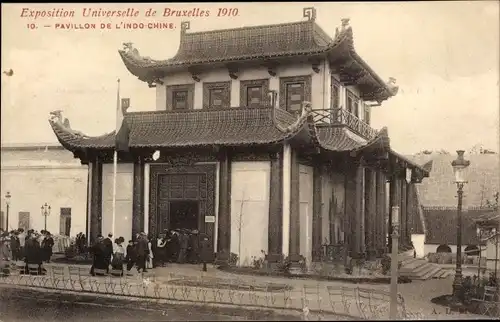 Ak Bruxelles Brüssel, Exposition Universelles 1910, Pavillon de l'Indo-Chine