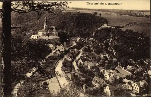 Ak Weesenstein Müglitztal in Sachsen, Blick auf Ortschaft und Umgebung