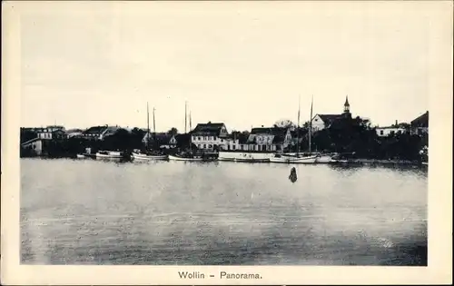 Ak Wolin Wollin Pommern, Panorama, Wasserblick auf den Ort