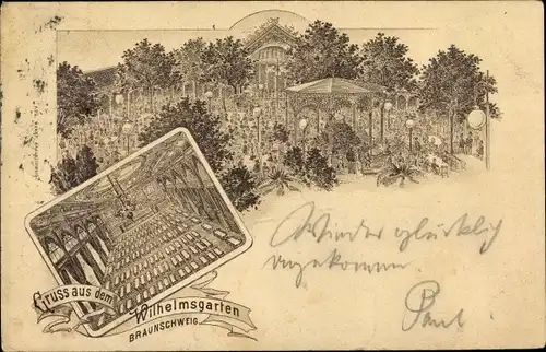 Vorläufer Litho Braunschweig in Niedersachsen, Gruß aus dem Wilhelmsgarten