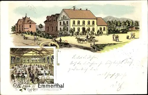 Litho Emmerthal Weser, Bahnhofshotel H. Jaeger