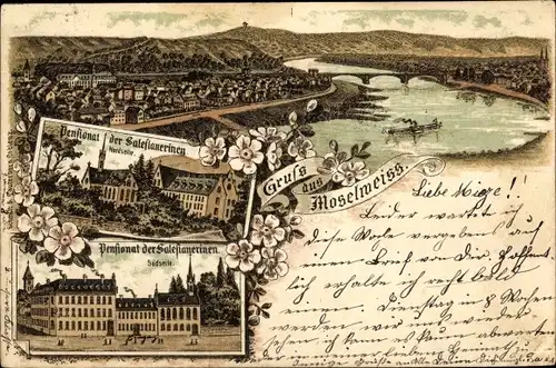 Litho Moselweiß Koblenz in Rheinland Pfalz, Pensionat der Salesianerinnen, Nordseite, Südseite
