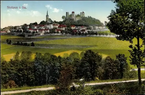 Ak Stolpen in Sachsen, Blick auf Ortschaft und Umgebung, Landschaftsblick