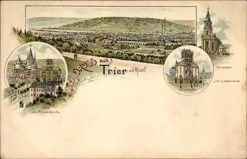 Litho Trier in Rheinland Pfalz, Dom, Liebfrauenkirche, Paulinskirche, Mathiaskirche