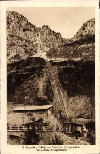 Ak Andorra, Funicular d'Engolasters, Standseilbahn, Landschaftsblick