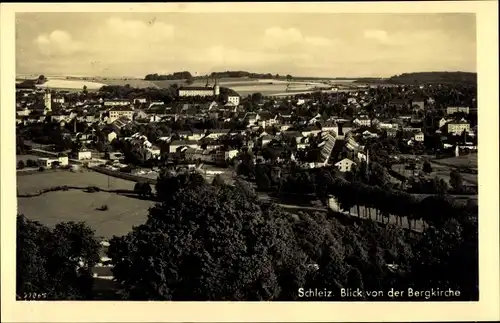 Ak Schleiz im Vogtland Thüringen, Blick von der Bergkirche auf den Ort mit Umgebung