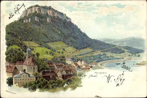 Ak Königstein an der Elbe, schöne Detailansicht