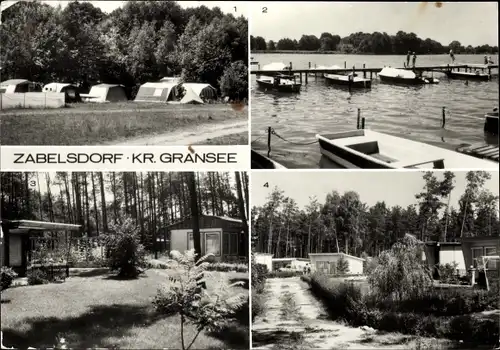 Ak Zabelsdorf Zehdenick im Kreis Oberhavel, Campingplatz D 38, Bootshafen am Wentowsee, Bungalows