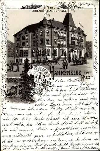 Litho Hahnenklee Bockswiese Goslar, Hotel und Kurhaus