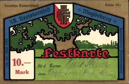 Künstler Ak Magdeburg in Sachsen Anhalt, XII. Kreisturnfest 1921