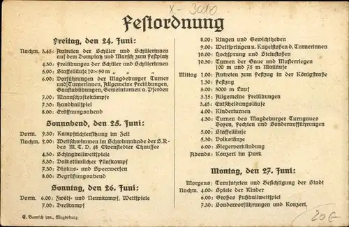 Künstler Ak Magdeburg in Sachsen Anhalt, XII. Kreisturnfest 1921