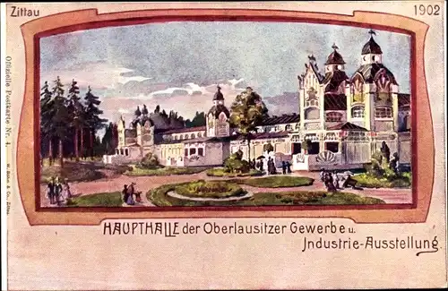 Künstler Ak Zittau in der Oberlausitz, Gewerbe- und Industrie- Ausstellung 1902, Haupthalle