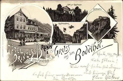 Litho Thale im Harz, Hotel Prinzess Brunhilde, Inh. Otto Pankrath, Hotel Rosstrappe, Hexentanzplatz