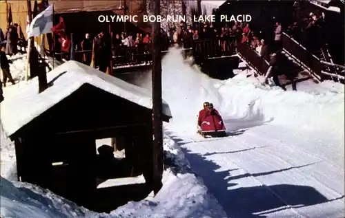 Ak Lake Placid New York State USA, Olympic Bob Run, Finish Line, Mount Van Hovenburg