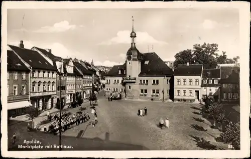 Ak Apolda im Weimarer Land Thüringen, Marktplatz mit Rathaus, Geschäft Karl Hüttner